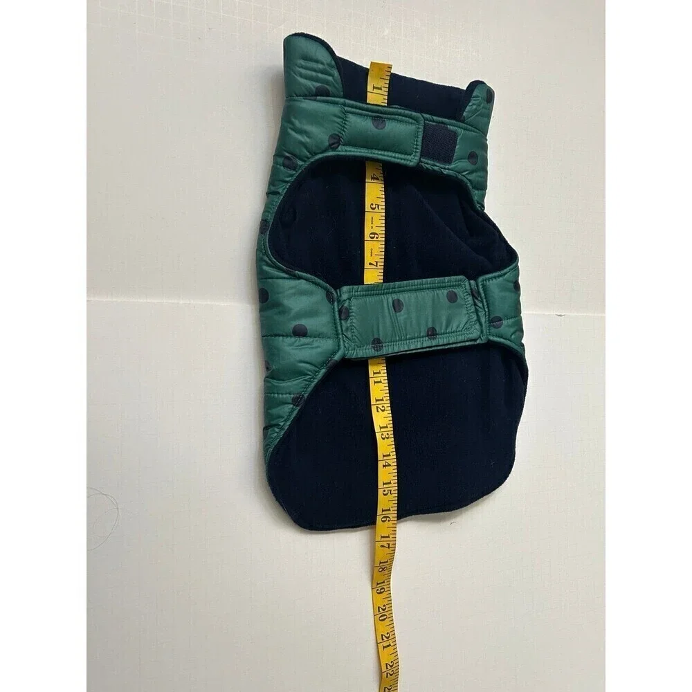 Top Paw Dog Puffer Vest/Jacket Green & Blue With  Polka Dots size M